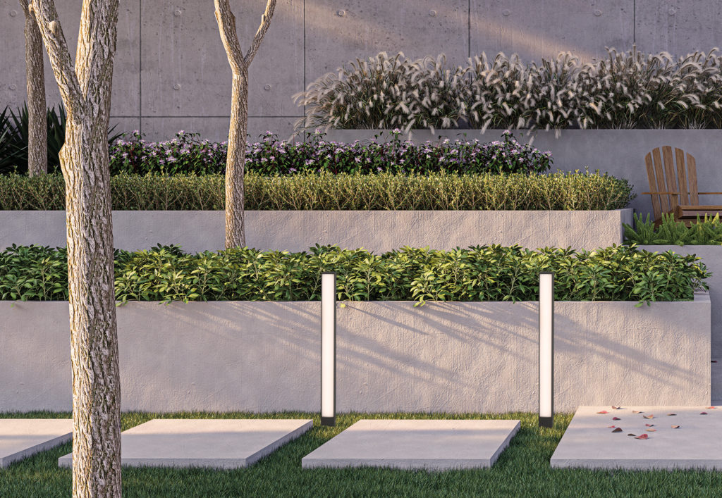 Minimal loft style step garden 3d render,There are concrete wall