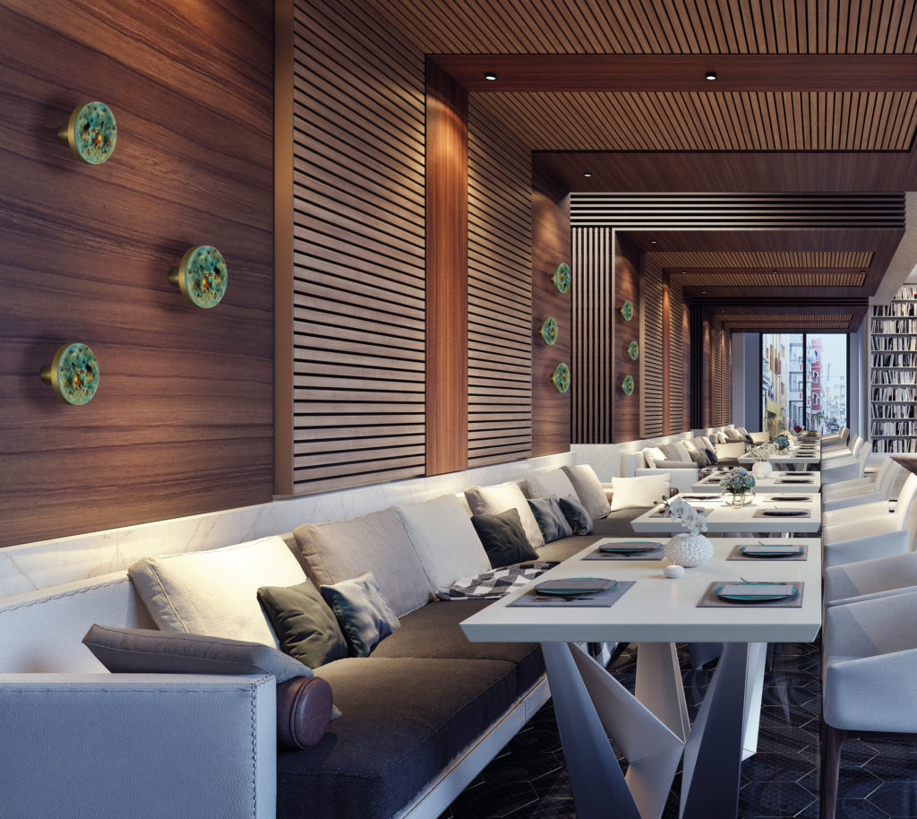 Modern concept design of restaurant lounge 3D Render