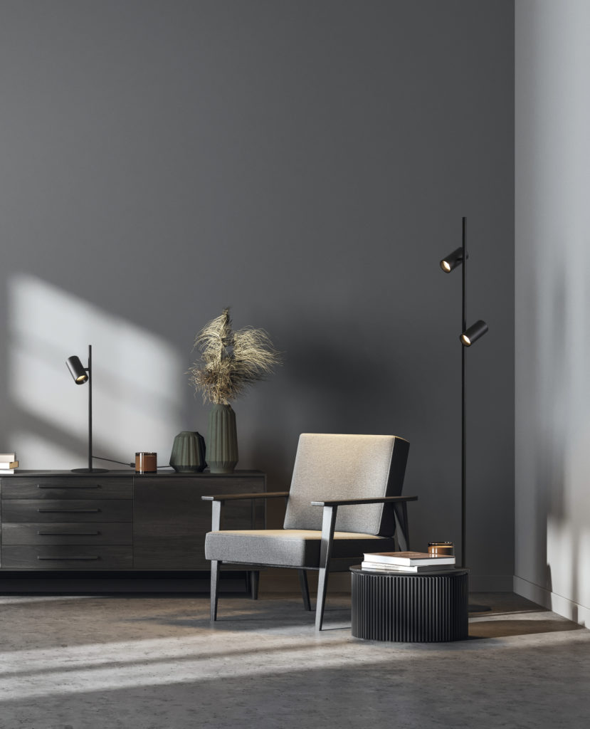 Dark,Contemporary,Waiting,Room,Interior,With,Wooden,Sideboard,,Small,Coffee