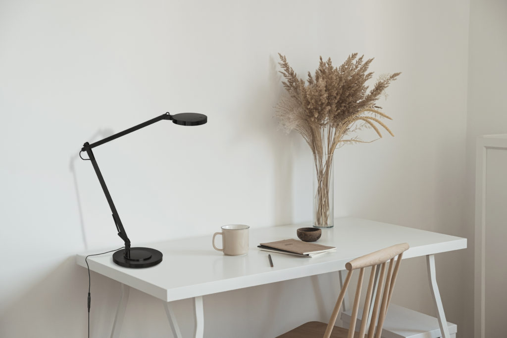 Aesthetic,Minimal,Office,Workspace,Interior,Design.,Mug,,Notebook,,Pampas,Grass