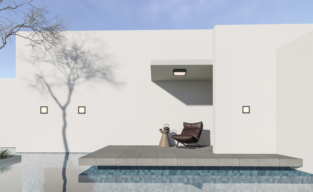 Minimal style swimming pool terrace 3d render
