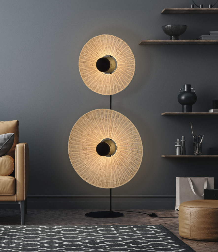 Black living room interior with leather sofa, minimalist industr